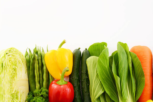 Fresh and variety vegetables on white background