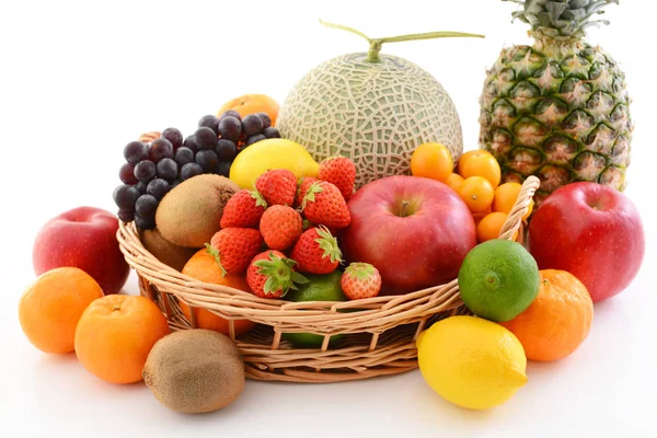 Odrůda Lahodné Čerstvé Ovoce Bílém Pozadí — Stock fotografie