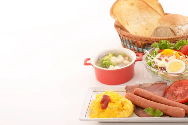 Colazione Sana Gustosa Sul Tavolo Pranzo — Foto Stock