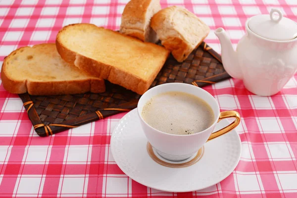 Ontbijt Van Koffie Brood — Stockfoto