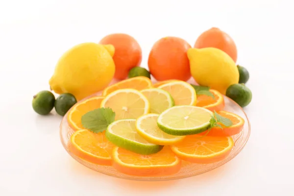 Verse Citrusvruchten Plaat — Stockfoto