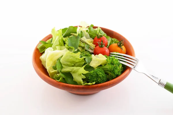 Gezond Vers Fruit Salade Witte Achtergrond — Stockfoto