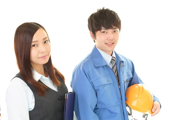 Trabajadora Sonriente Con Mujer Negocios — Foto de Stock