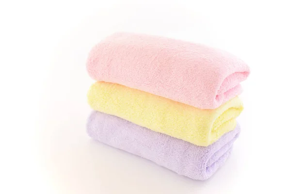 Pile Towels Isolated White Background — Stock Photo, Image