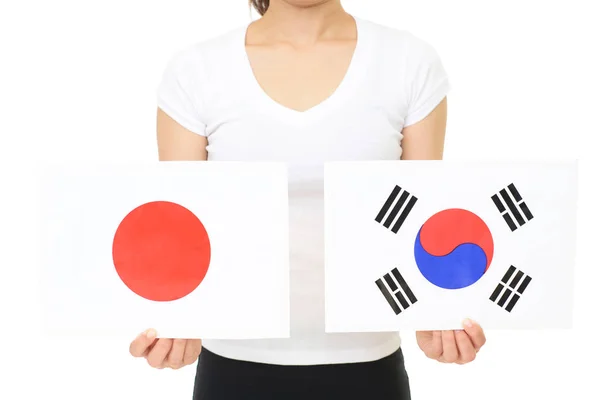 Σημαία Της Ιαπωνίας Και Της Κορέας — Φωτογραφία Αρχείου