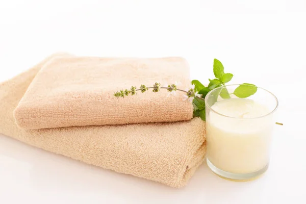 Stos Ręczników Aromat Świecy — Zdjęcie stockowe