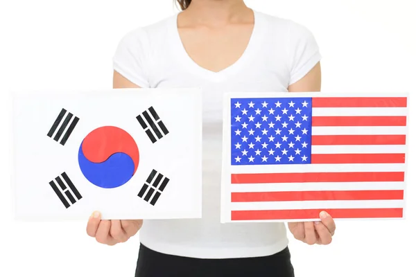 한국과 미국의 — 스톡 사진