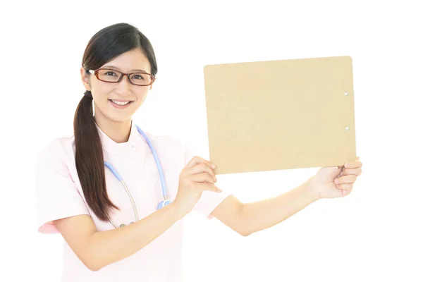 Усміхнена Медсестра Ізольована Білому Тлі — стокове фото