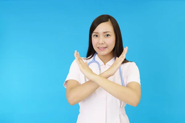 Nurse Gestures Sign Prohibition — Stock Photo, Image
