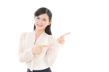 İş kadını parmakları ile işaret