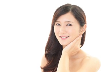 Asyalı güzel bir kadının portresi.