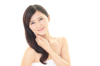 Asyalı güzel bir kadının portresi.