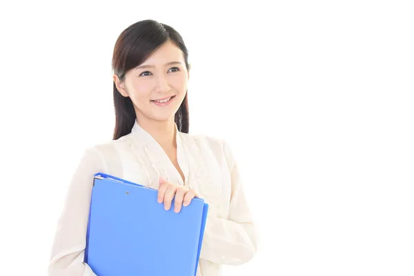 Smiling Business Woman Isolated White Background — Stock Photo, Image