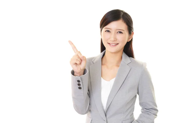 Business Woman Pointing Her Finger — Stock Photo, Image