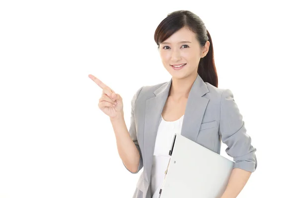 Business Woman Pointing Her Finger — Stock Photo, Image