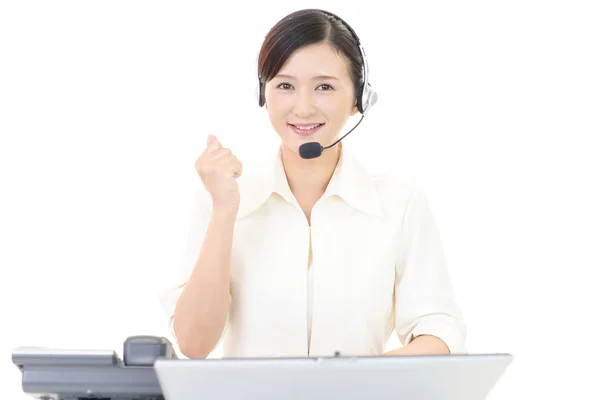 Smiling Call Center Operator — Stock Photo, Image