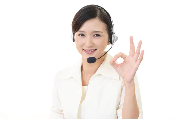 Operatore Call Center Sorridente — Foto Stock