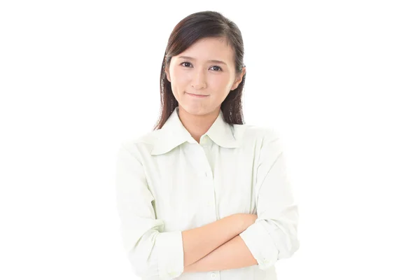 Dissatisfied Asian Woman Isolated White Background — Stock Photo, Image