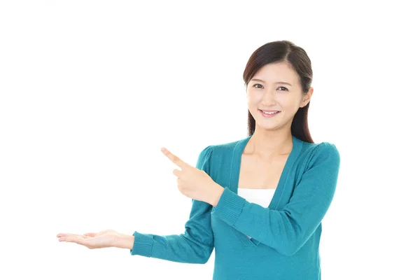 Woman Pointing Her Finger — Stock Photo, Image