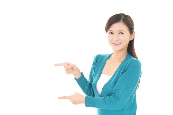 Woman Pointing Her Fingers — Stock Photo, Image