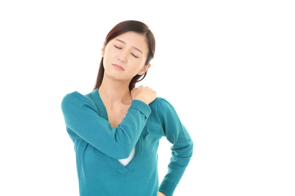 Woman Who Has Shoulder Pain — Stock Photo, Image