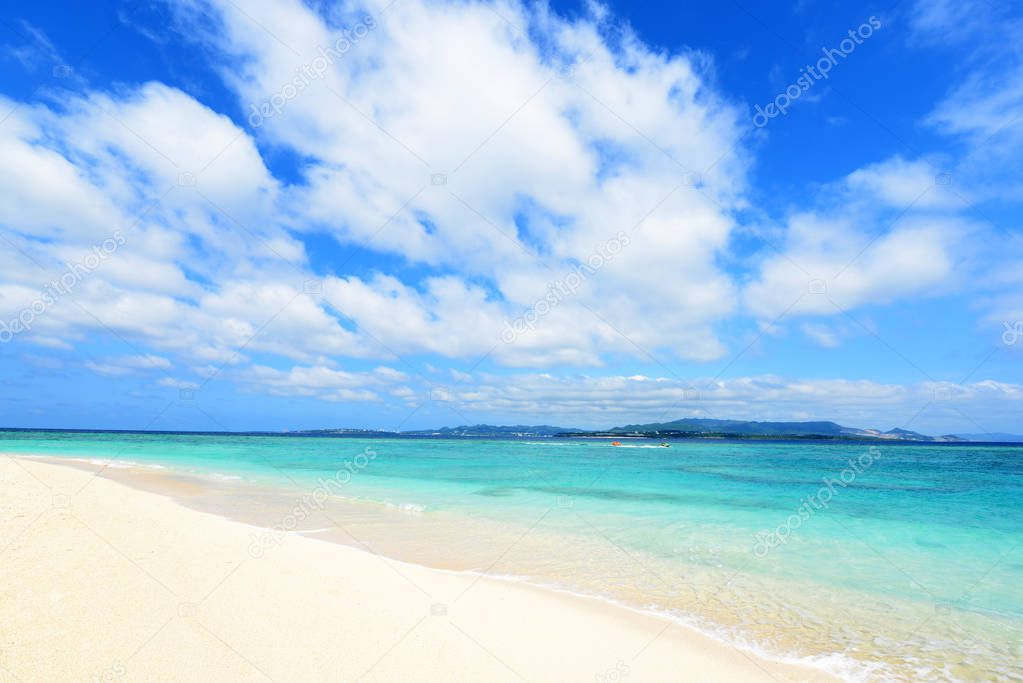 Summer sky and beautiful beach of Okinawa