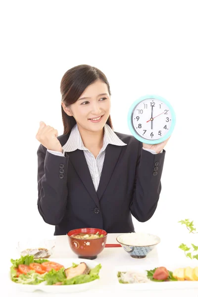 Asian Woman Having Breakfast — Stock Photo, Image