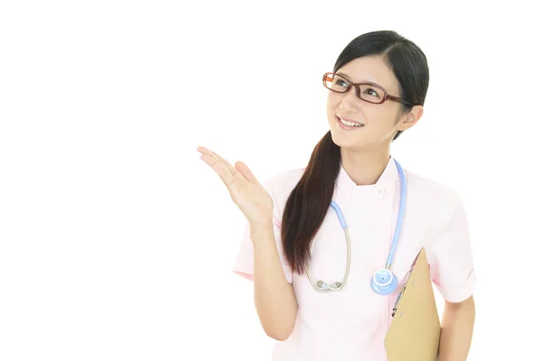 Enfermera Sonriente Aislada Sobre Fondo Blanco — Foto de Stock