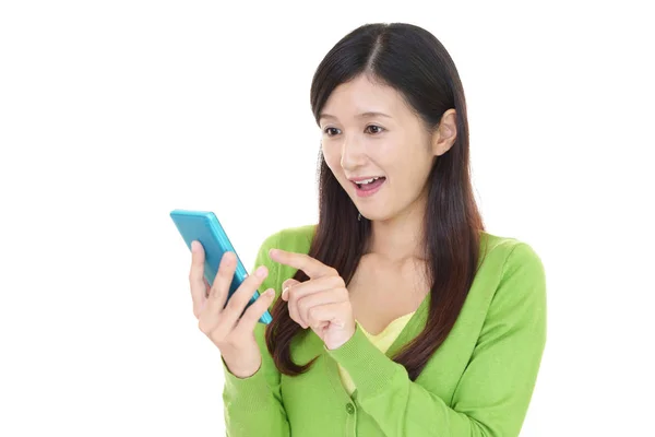 Woman Looking Smart Phone — Stock Photo, Image