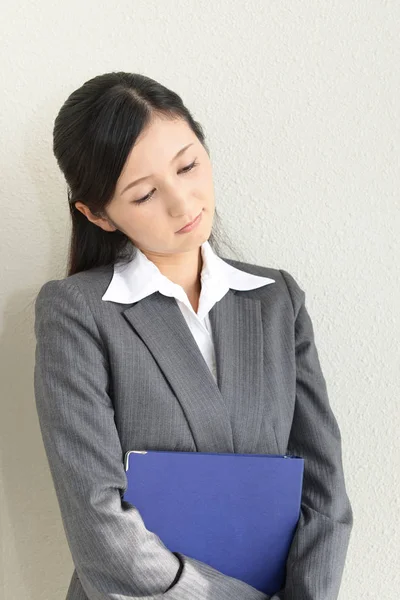 Asiática Mujer Negocios Siente Cansado Estresado —  Fotos de Stock