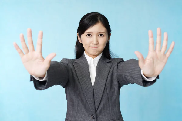 Young Business Woman Making Stop Gesture — Stock Photo, Image