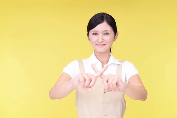 Woman Shows Her Intention Prohibition — Stock Photo, Image