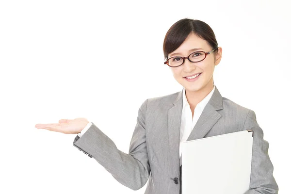 Business Woman Shows Way — Stock Photo, Image