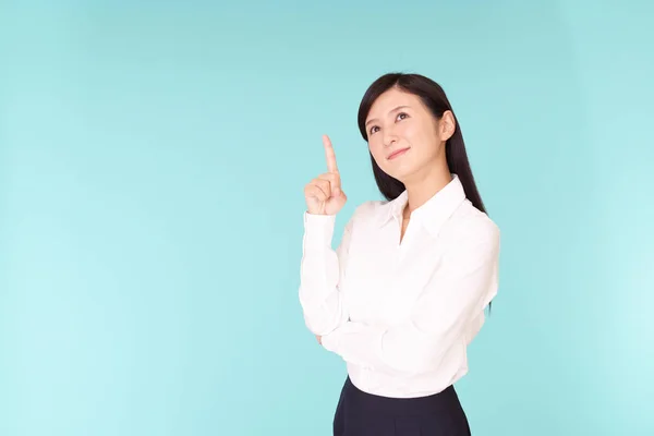 Woman Pointing Her Finger — Stock Photo, Image