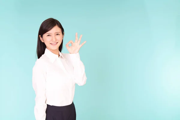 Mujer Con Signo Mano — Foto de Stock