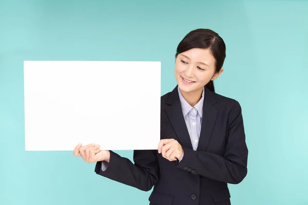 Smiling Business Woman Whiteboard — Stock Photo, Image