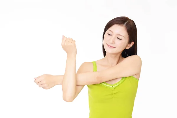 Schöne Frau Beim Stretchen — Stockfoto