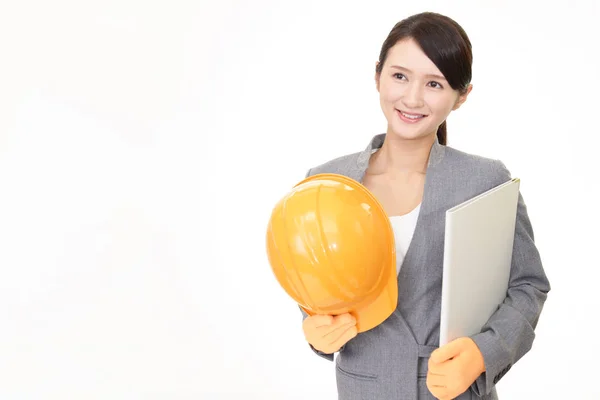 Mujer Negocios Asiática Con Casco —  Fotos de Stock