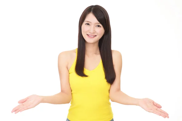 Woman showing something on the palm of her hands