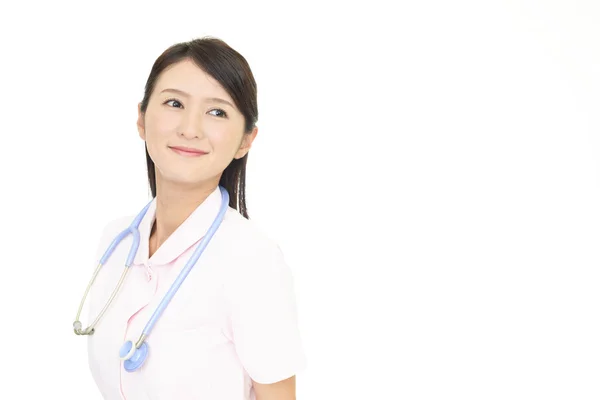 Sorridente Infermiera Femminile Isolato Sfondo Bianco — Foto Stock