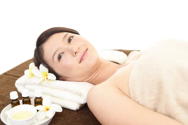 Woman Relaxing Spa Salon — Stock Photo, Image