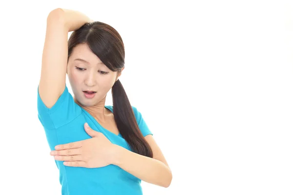 Young Woman Having Sweating Problem — Stock Photo, Image