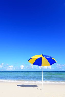 Okinawa 'da güzel bir plajın resmi.