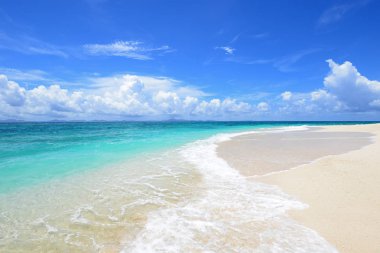 Okinawa 'da güzel bir plajın resmi.