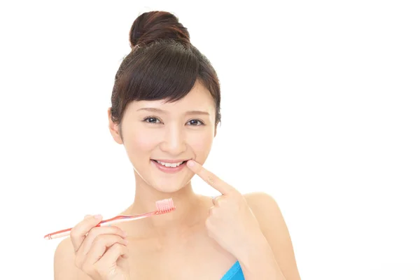 Woman Toothbrush — Stock Photo, Image