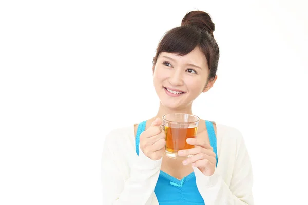 Attractive Woman Having Tea Time — Stock Photo, Image