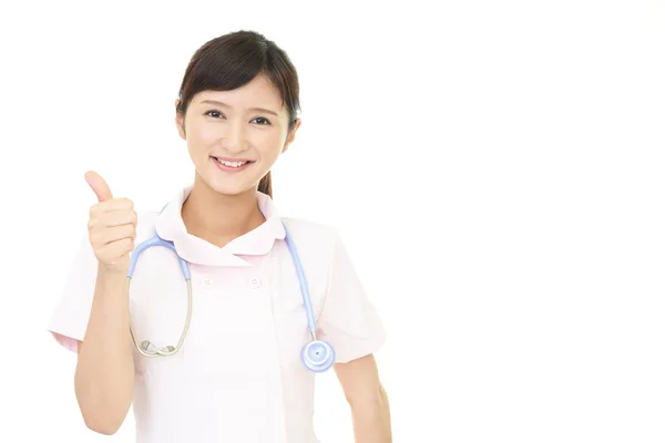 Female Nurse Who Poses Happily — Stock Photo, Image