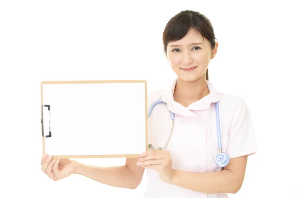 Smiling Female Nurse Isolated White Background — Stock Photo, Image