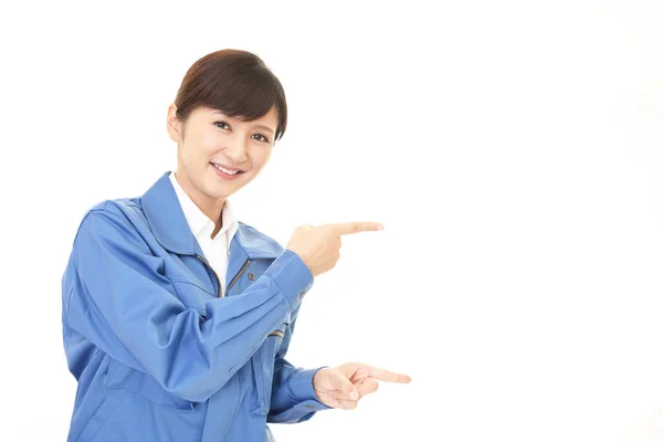 Азіатські Жінки Працівник Вказуючи Пальцями — стокове фото
