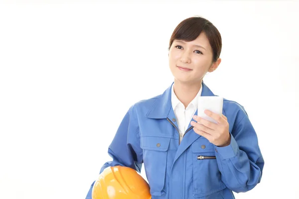 Female Worker Smart Phone — Stock Fotó